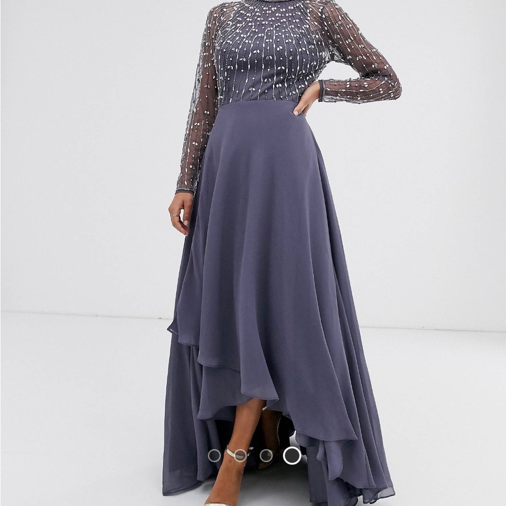 ASOS DESIGN green maxi dress with linear embellished bodice and wrap skirt